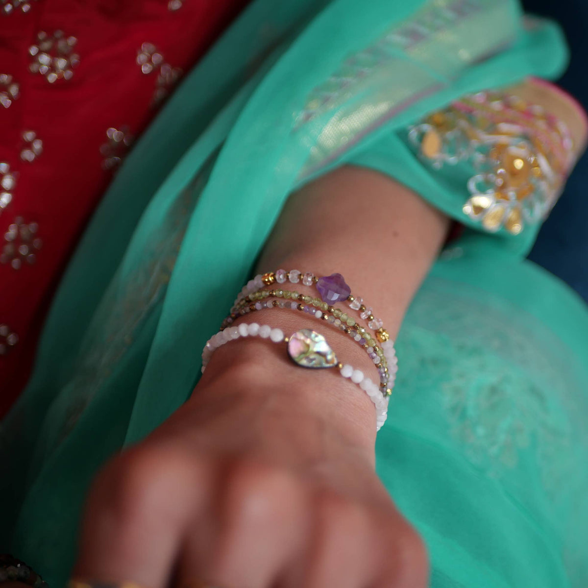 HAPPY Armband mit Morganit und Amethyst