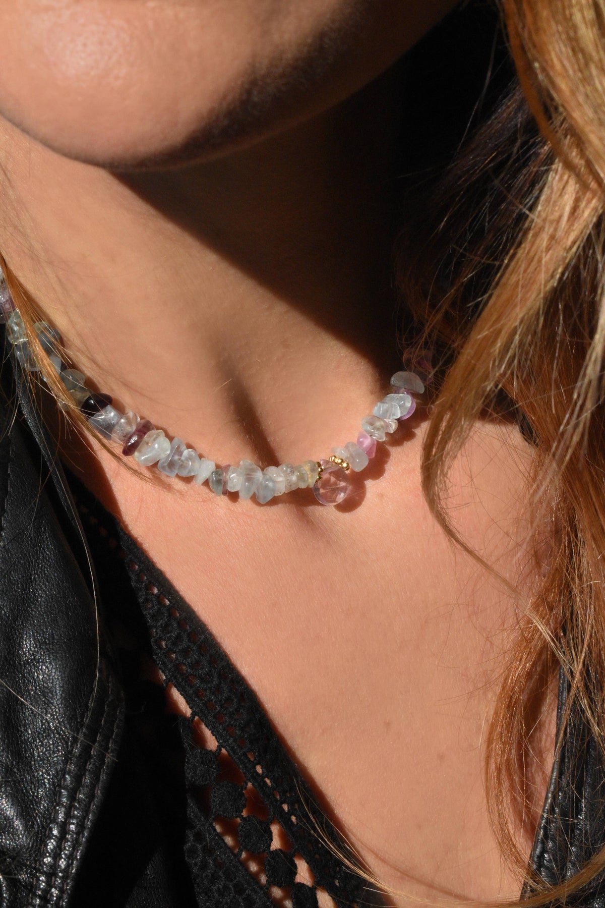 LIANA Halskette Choker mit Fluorit & Amethyst