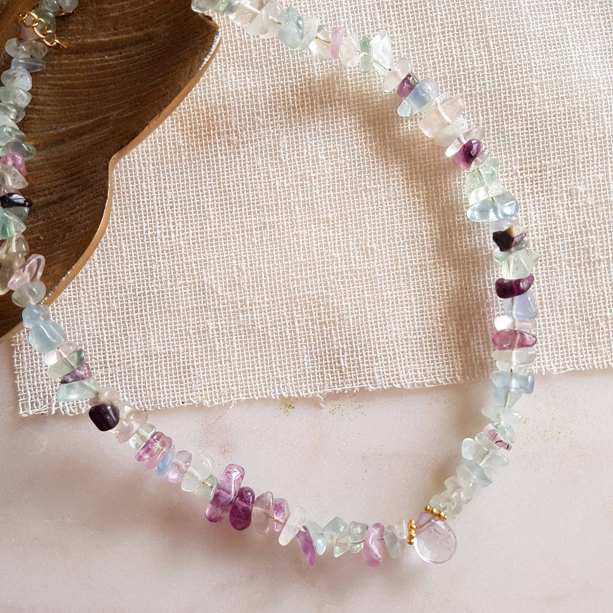 LIANA Halskette Choker mit Fluorit & Amethyst