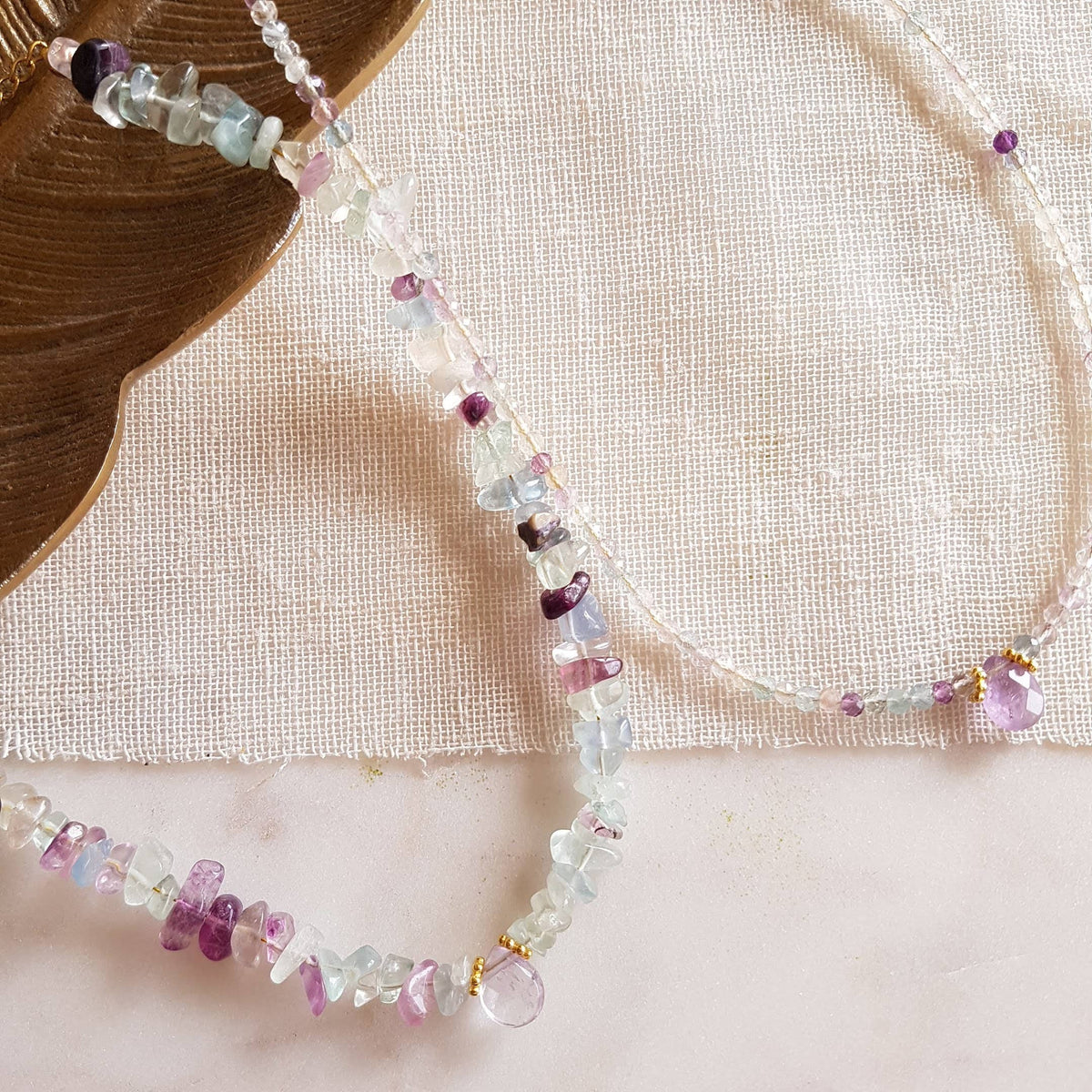 LIANA Halskette Choker mit Fluorit & Amethyst