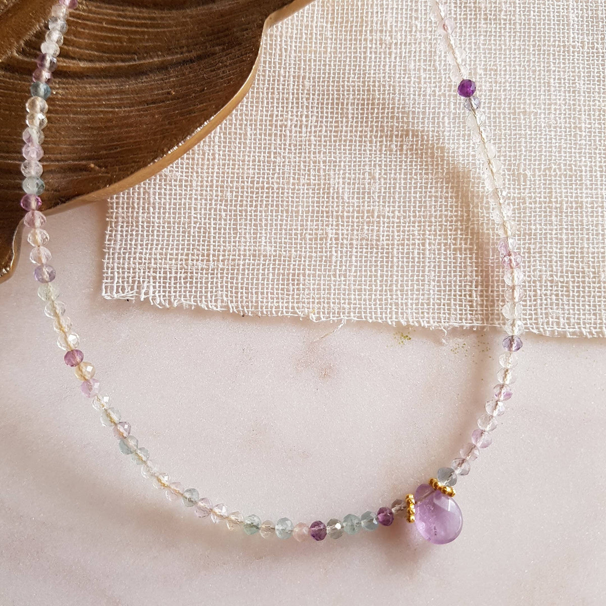 LIANA Halskette Choker mit Fluorit & Amethyst